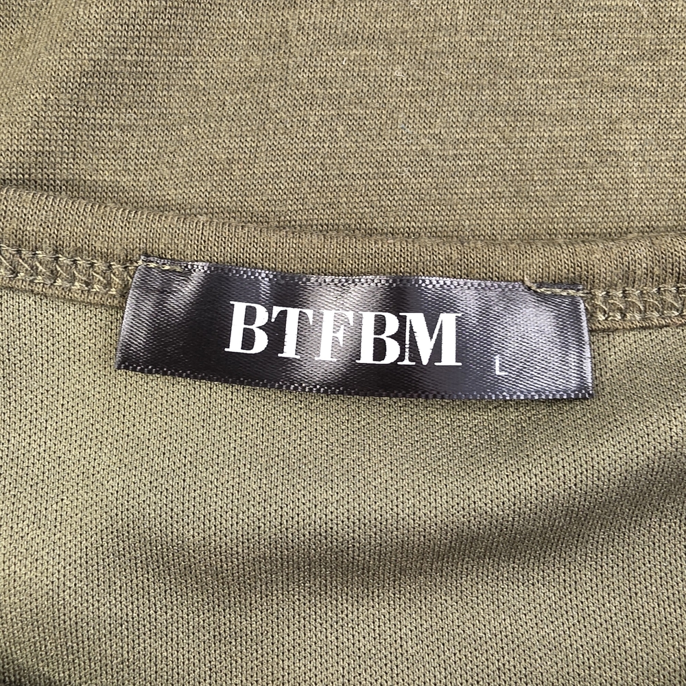 BTFBM Crew Neck Dress Ruched Sleeveless Tank Bodycon Size L Olive E-2638 - Picture 6 of 11